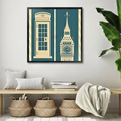 «Лондон 12» в интерьере комнаты в стиле ретро с плетеными корзинами