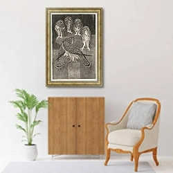 «Четыре маленькие совы и две пустельги» в интерьере в классическом стиле над комодом