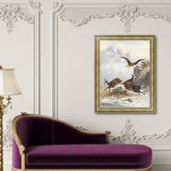 «Серна, преследуемая орлом» в интерьере в классическом стиле над банкеткой