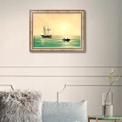 «Судно и лодка в штиль» в интерьере в классическом стиле в светлых тонах