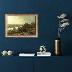 «A Lakeside Landscape» в интерьере в классическом стиле в синих тонах
