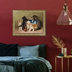 «Красный шар» в интерьере спальни с акцентной стеной