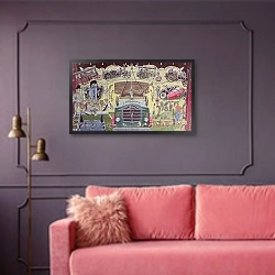 «At the Vintage Show, 1993» в интерьере гостиной с розовым диваном