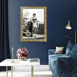 «Tirollian Peasant Girl, 1817» в интерьере в классическом стиле в синих тонах