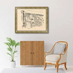 «Boekenkraam op een markt» в интерьере в классическом стиле над комодом