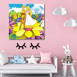 «Сказка про Дюймовочку» в интерьере детской комнаты для девочки в розовых тонах