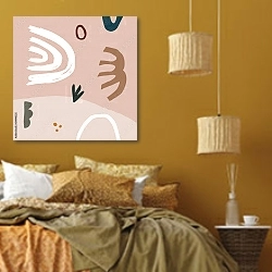 «Осенний коллаж 166» в интерьере спальни  в этническом стиле в желтых тонах
