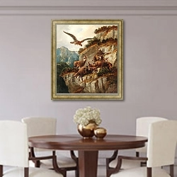 «Серна и орел на крутом утесе» в интерьере столовой в классическом стиле