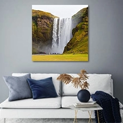 «Водопад  Скогафосс. Исландия 3» в интерьере современной гостиной в синих тонах
