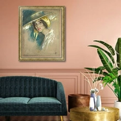 «Spanish Fantasy I» в интерьере классической гостиной над диваном