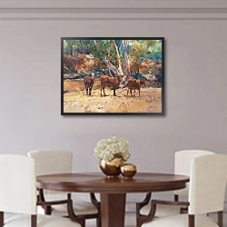 «Pilbara Cows» в интерьере столовой в классическом стиле