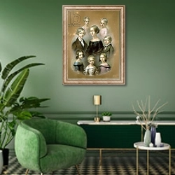 «Family» в интерьере гостиной в зеленых тонах