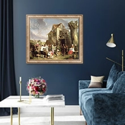 «May Day, c.1811-12» в интерьере в классическом стиле в синих тонах