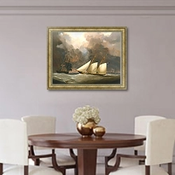 «The Thousand Guinea Match Between Henry Bradley’s Brig The Water Witch And Lord Belfast’s Schooner Galatea» в интерьере столовой в классическом стиле