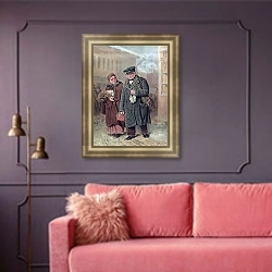 «Чистый понедельник. 1866» в интерьере гостиной с розовым диваном