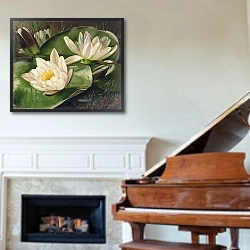 «AB235 Water Lilies» в интерьере классической гостиной над камином