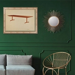 «Shaker Refectory Table» в интерьере классической гостиной с зеленой стеной над диваном