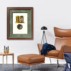 «Panagiia artosnaia, v 1-2 um.» в интерьере кабинета с кожаным креслом