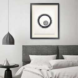 «The circles. Rings 3» в интерьере спальне в стиле минимализм над кроватью