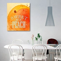 «Сладкий как персик» в интерьере светлой кухни над обеденным столом