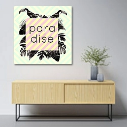 «Тропический рай» в интерьере в скандинавском стиле над тумбой