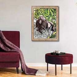 «Gorilla» в интерьере гостиной в бордовых тонах