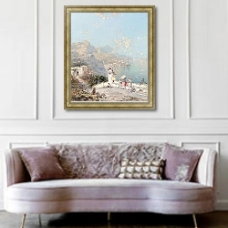 «Побережье Амальфи» в интерьере гостиной в классическом стиле над диваном