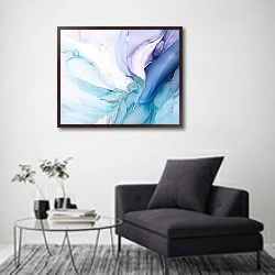 «Abstract azure and blue ink art 5» в интерьере в стиле минимализм над креслом