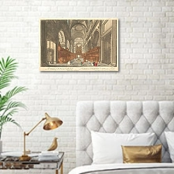 «Хор собора Святого Павла» в интерьере современной спальни в белом цвете с золотыми деталями