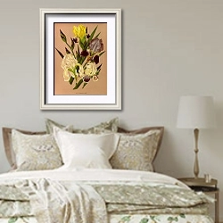 «Ирис Германика Варр» в интерьере спальни в стиле прованс над кроватью