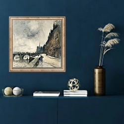 «Набережная Бетюн и Пон-де-ла-Турнель» в интерьере в классическом стиле в синих тонах