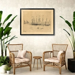 «Шлюпы» в интерьере комнаты в стиле ретро с плетеными креслами