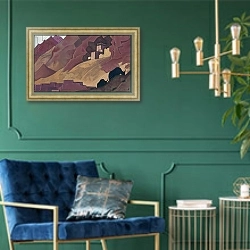 «Koksar, 1932» в интерьере в классическом стиле с зеленой стеной