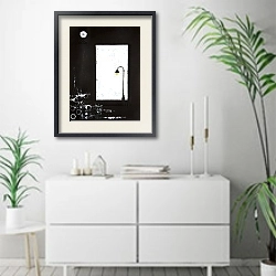 «Black&White fantasies. Street lamp» в интерьере светлой минималистичной гостиной над комодом