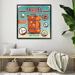 «Путешествия 5» в интерьере комнаты в стиле ретро с плетеными корзинами