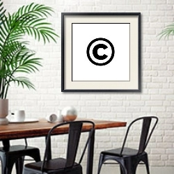 «Copyright symbol 3» в интерьере столовой в скандинавском стиле с кирпичной стеной