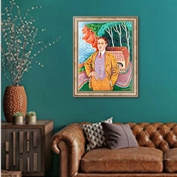 «Rolf De Maré» в интерьере гостиной с зеленой стеной над диваном