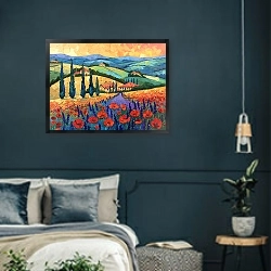 «Fantasy of Tuscany» в интерьере классической спальни с темными стенами