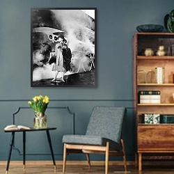 «Хепберн Одри 211» в интерьере гостиной в стиле ретро в серых тонах