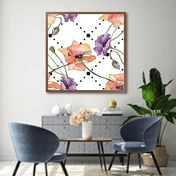 «Цветочная симфония» в интерьере современной гостиной над комодом