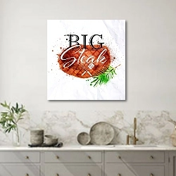 «Жареный стейк» в интерьере кухни в серых тонах