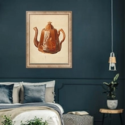 «Stoneware Teapot» в интерьере классической спальни с темными стенами