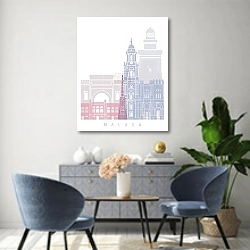 «Малага: Пастельный взгляд на исторический горизонт» в интерьере современной гостиной над комодом