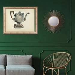 «Silver Coffee Pot» в интерьере классической гостиной с зеленой стеной над диваном