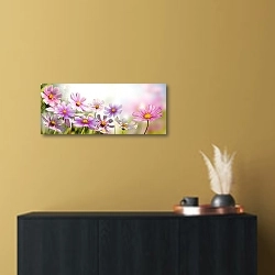 «Летняя цветочная панорама» в интерьере современной квартиры над комодом