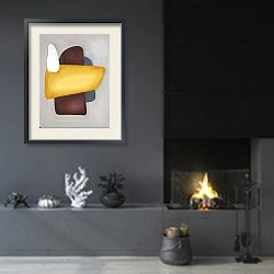 «Melting shapes. Pebble 9» в интерьере гостиной в стиле минимализм с камином