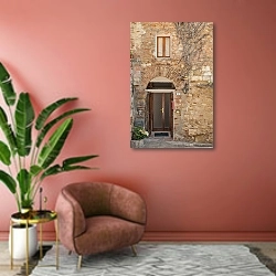 «Италия, Тоскана. Колле-ди-Валь-д'Эльса №6» в интерьере современной гостиной в розовых тонах