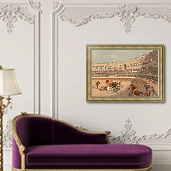 «Europa – Stiergefecht in Spanien» в интерьере в классическом стиле над банкеткой