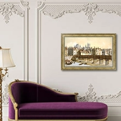 «Le Grand Châtelet et le pont de Bois, 1621-1645» в интерьере в классическом стиле над банкеткой