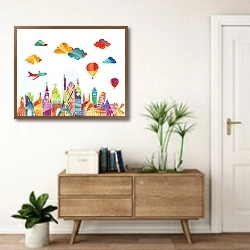 «Европа, горизонт» в интерьере современной прихожей над тумбой